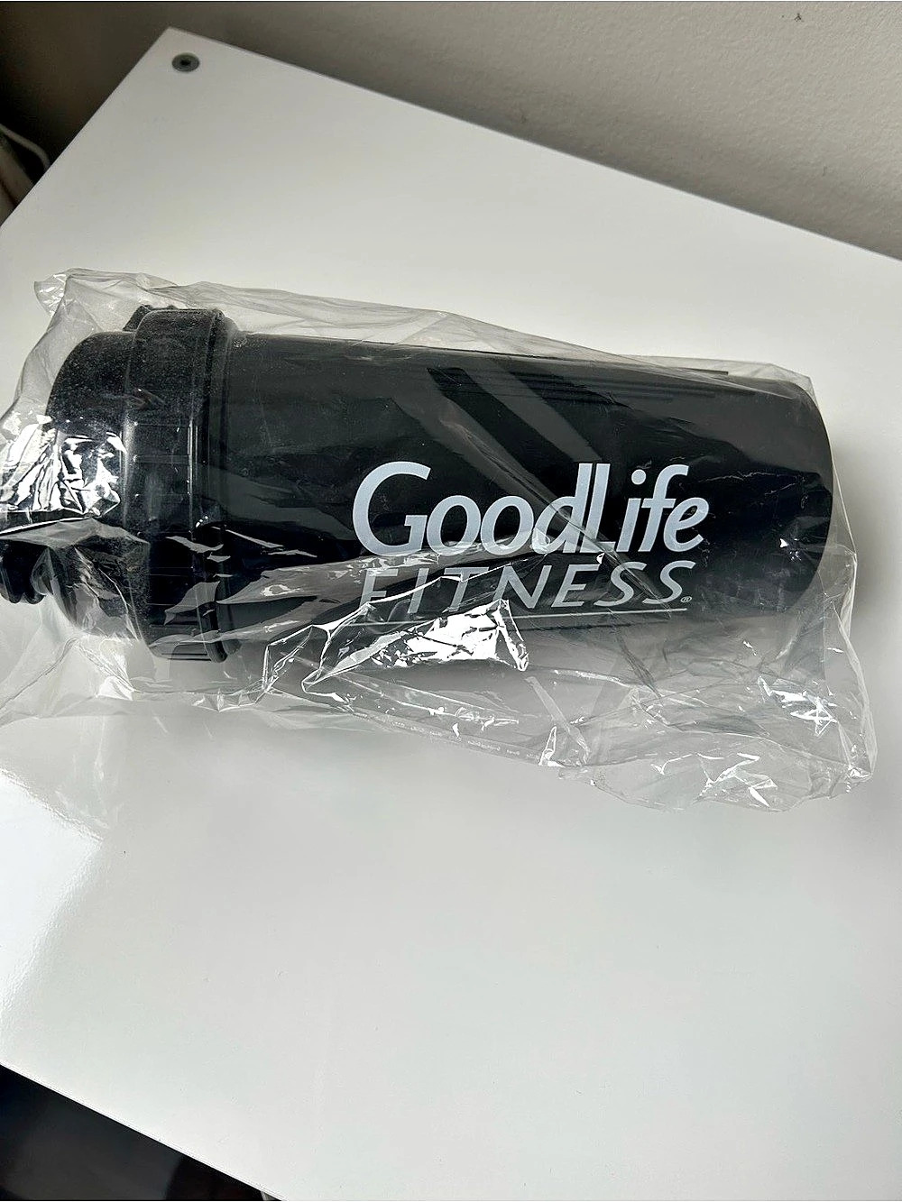 GoodLife Fitness Black Shaker Bottle with Straw